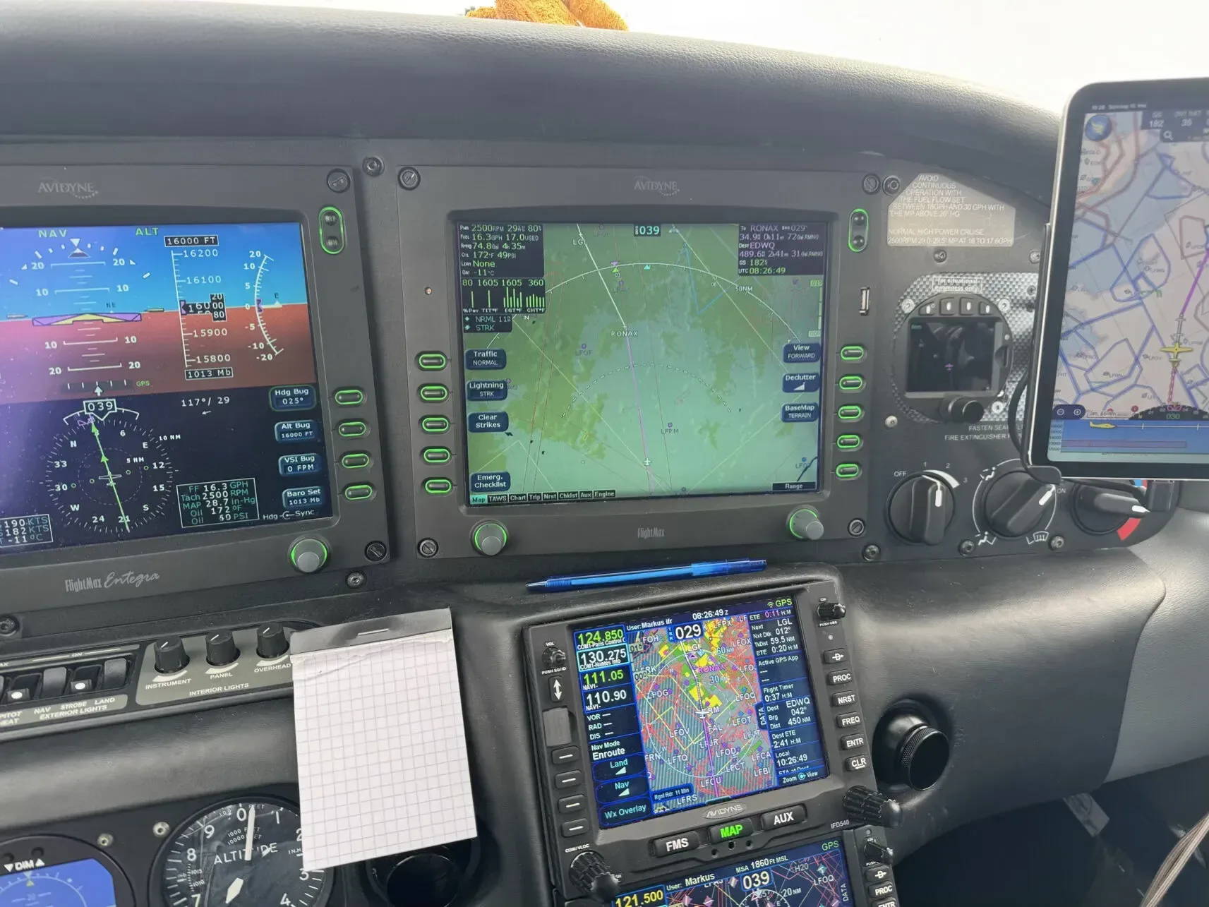 Avionics suite of a 2008 Cirrus.