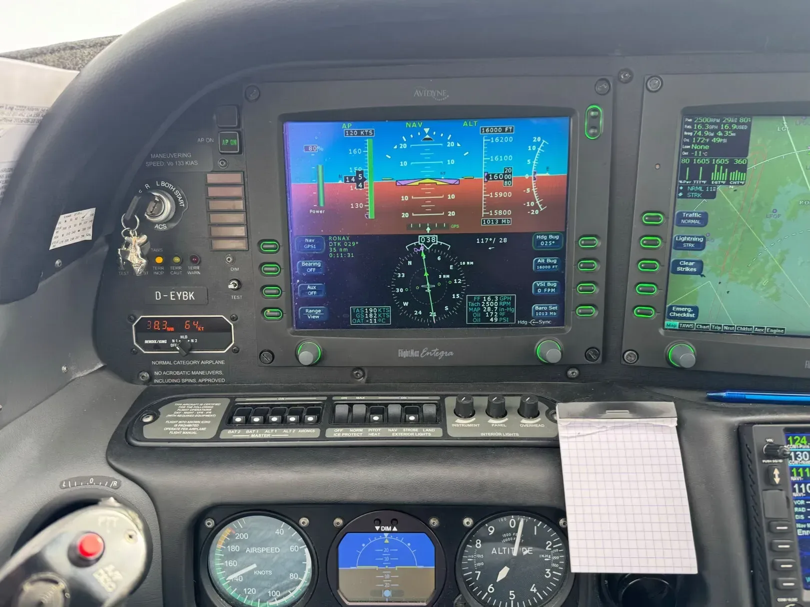 Avionics suite of a 2008 Cirrus.