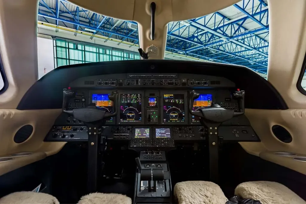 Cockpit and instrument panel of a 2012 Cessna Citation.