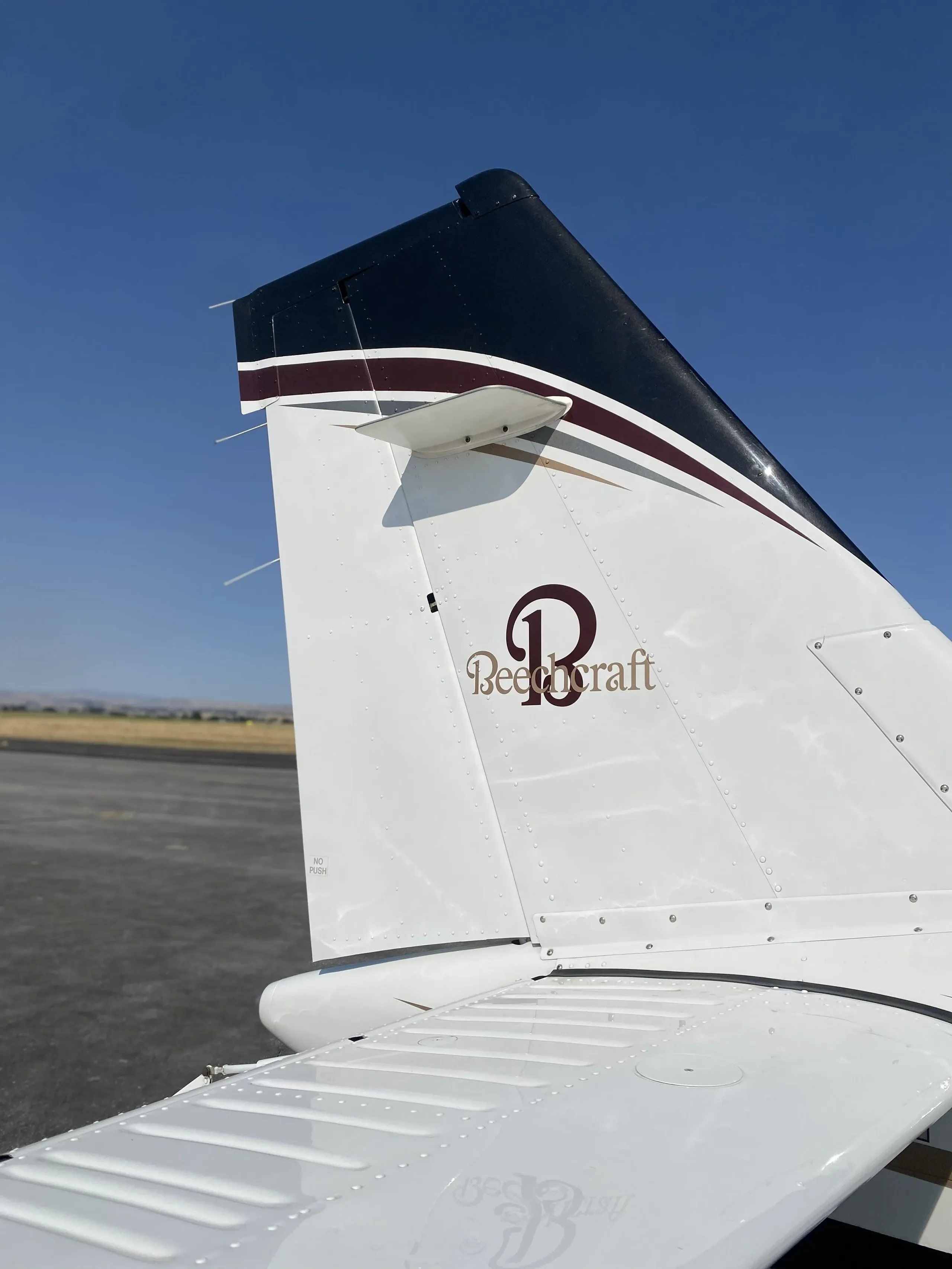 Exterior view of a 1987 Beechcraft Bonanza, CE-1156.