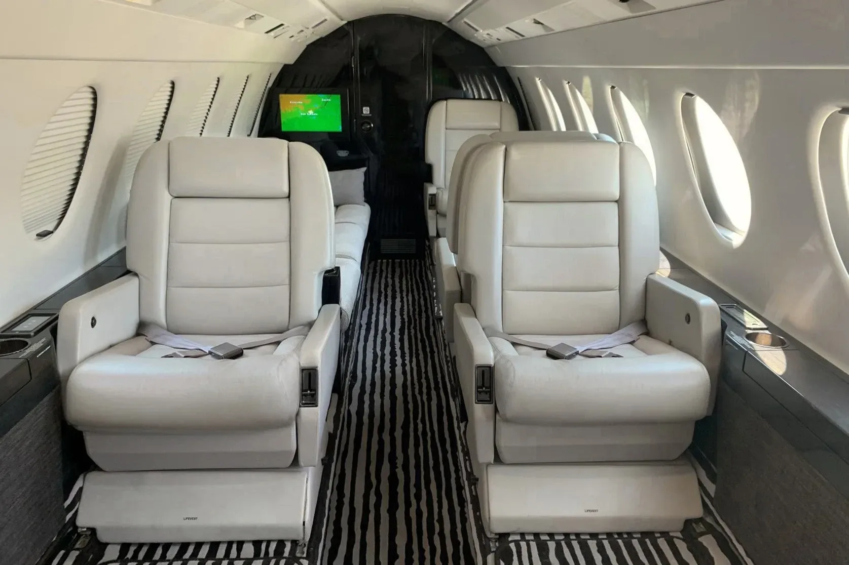Cabin interior of a 2002 Dassault Falcon.