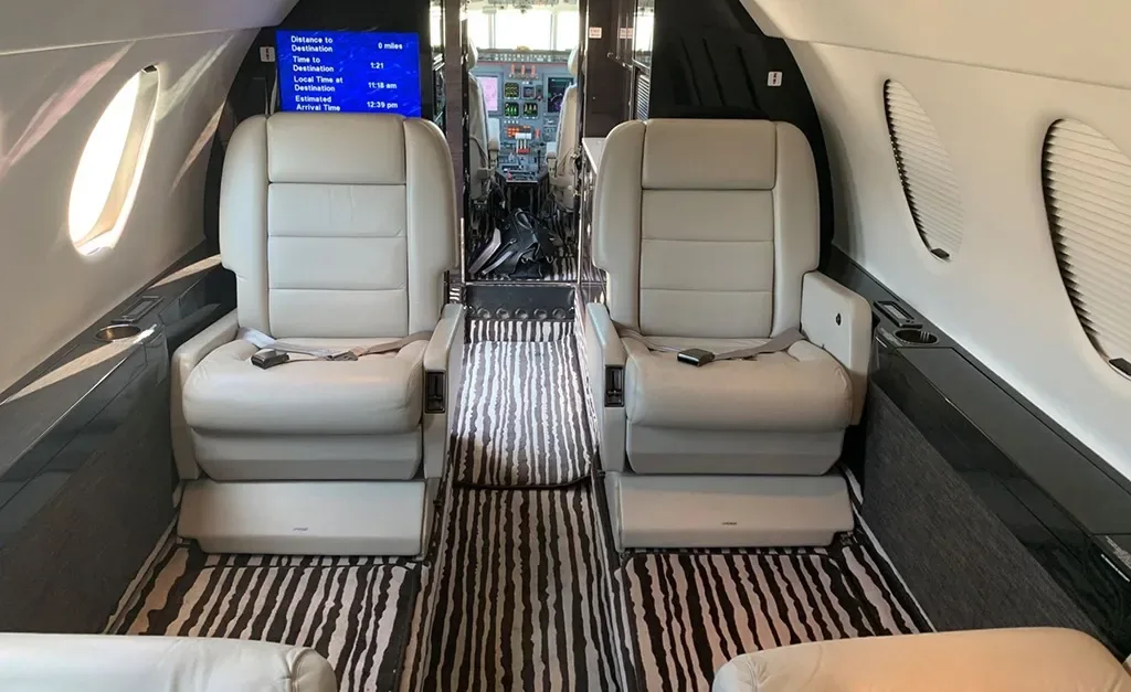 Cabin interior of a 2002 Dassault Falcon.