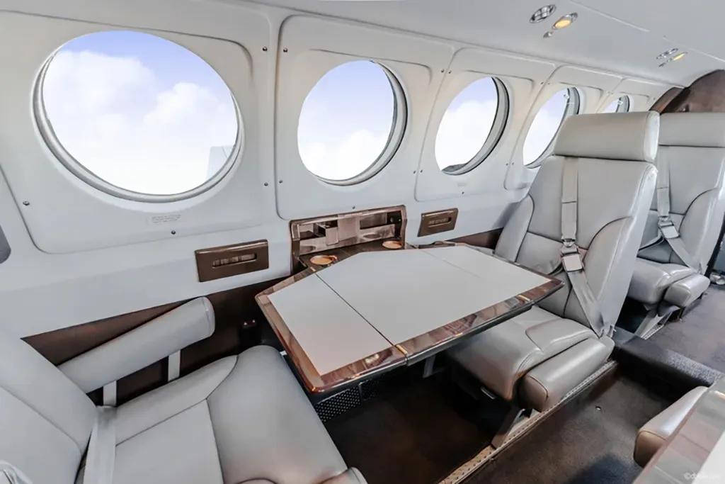 Cabin interior of a 1991 Beechcraft King Air.