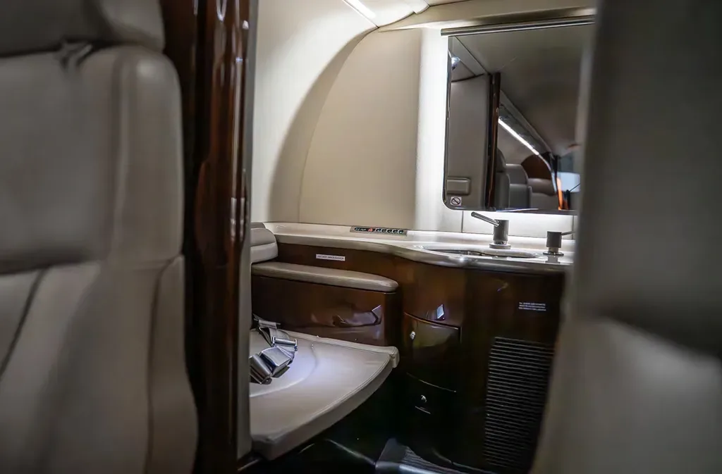 Cabin interior of a 2007 Learjet.