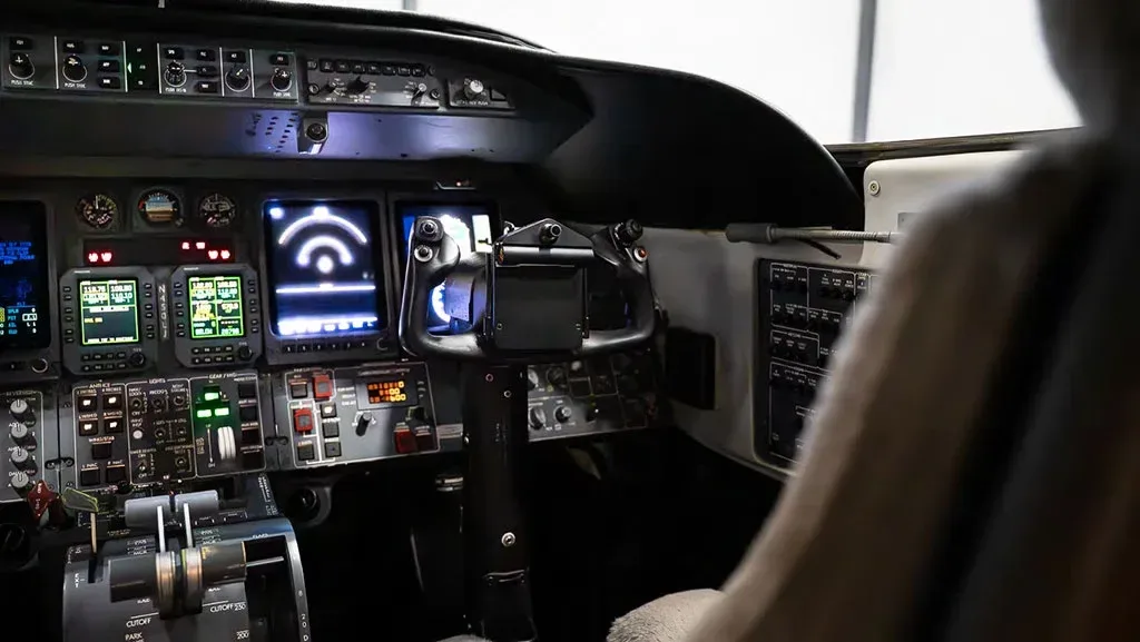 Avionics suite of a 2007 Learjet.