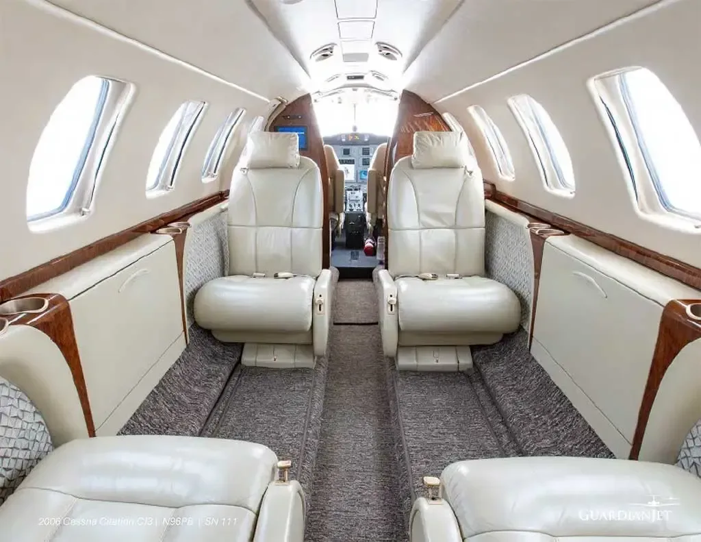 Cabin interior of a 2006 Cessna Citation CJ3.