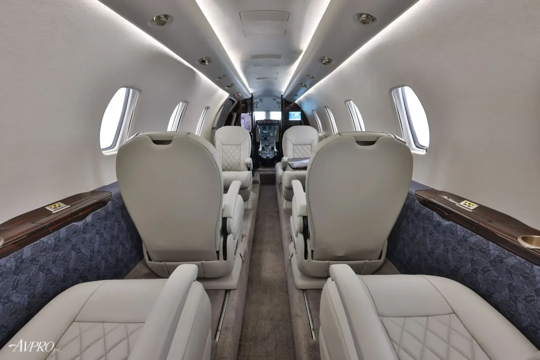 Cabin interior of a 2004 Cessna Citation XLS.
