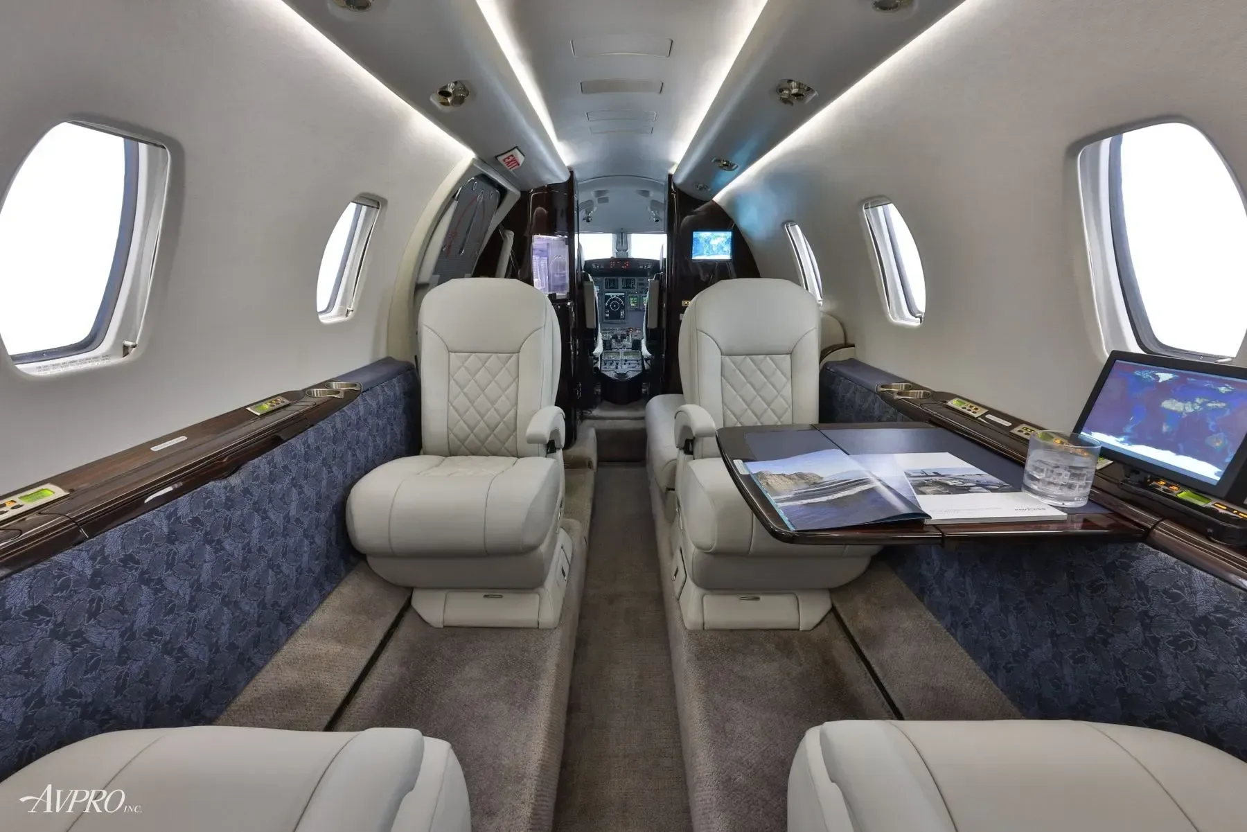Cabin interior of a 2004 Cessna Citation XLS.