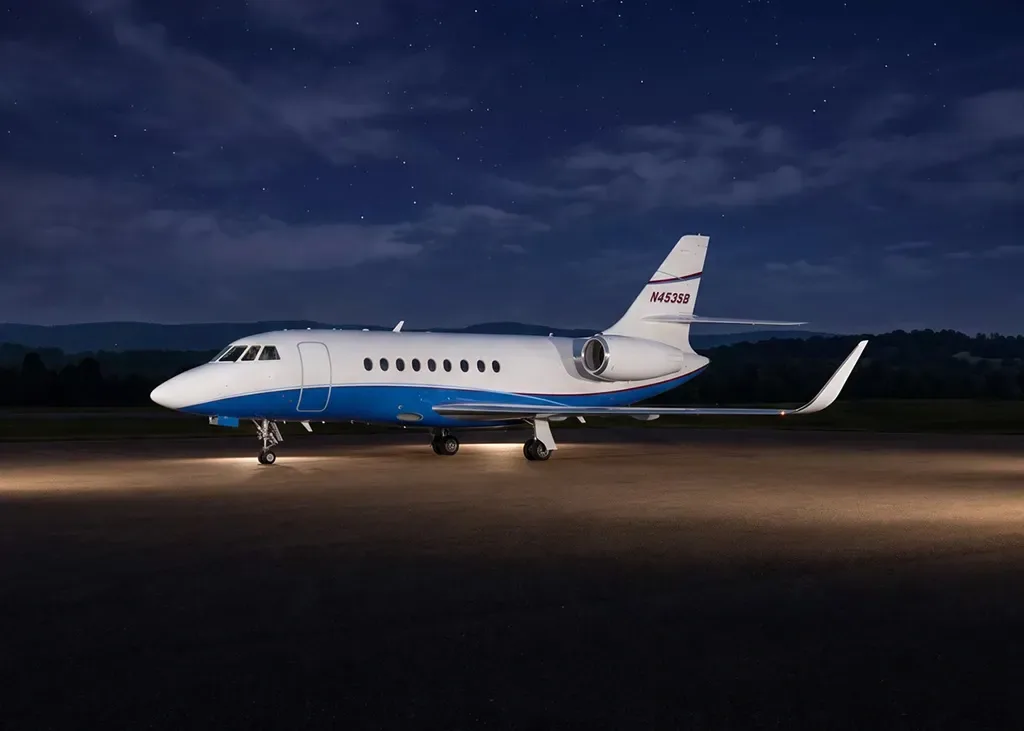 Marketing image of a 1999 Dassault Falcon.