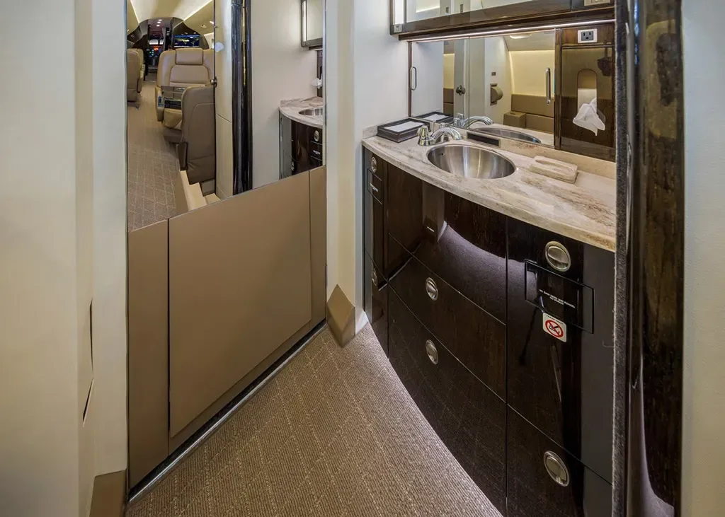 Cabin interior of a 1999 Dassault Falcon.