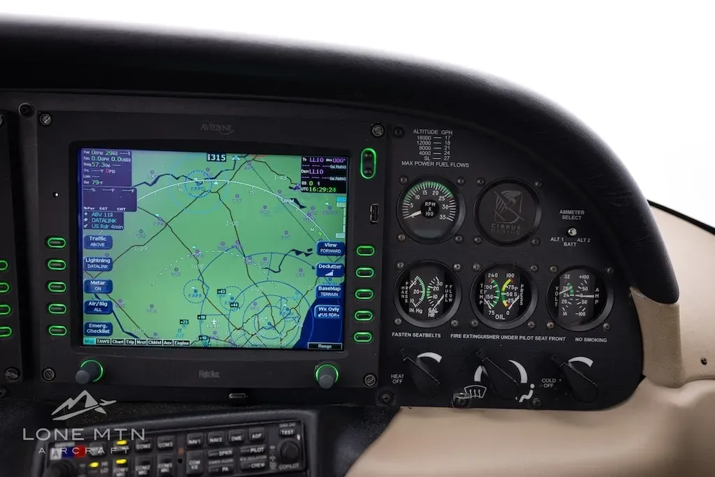 Avionics suite of a 2005 Cirrus.