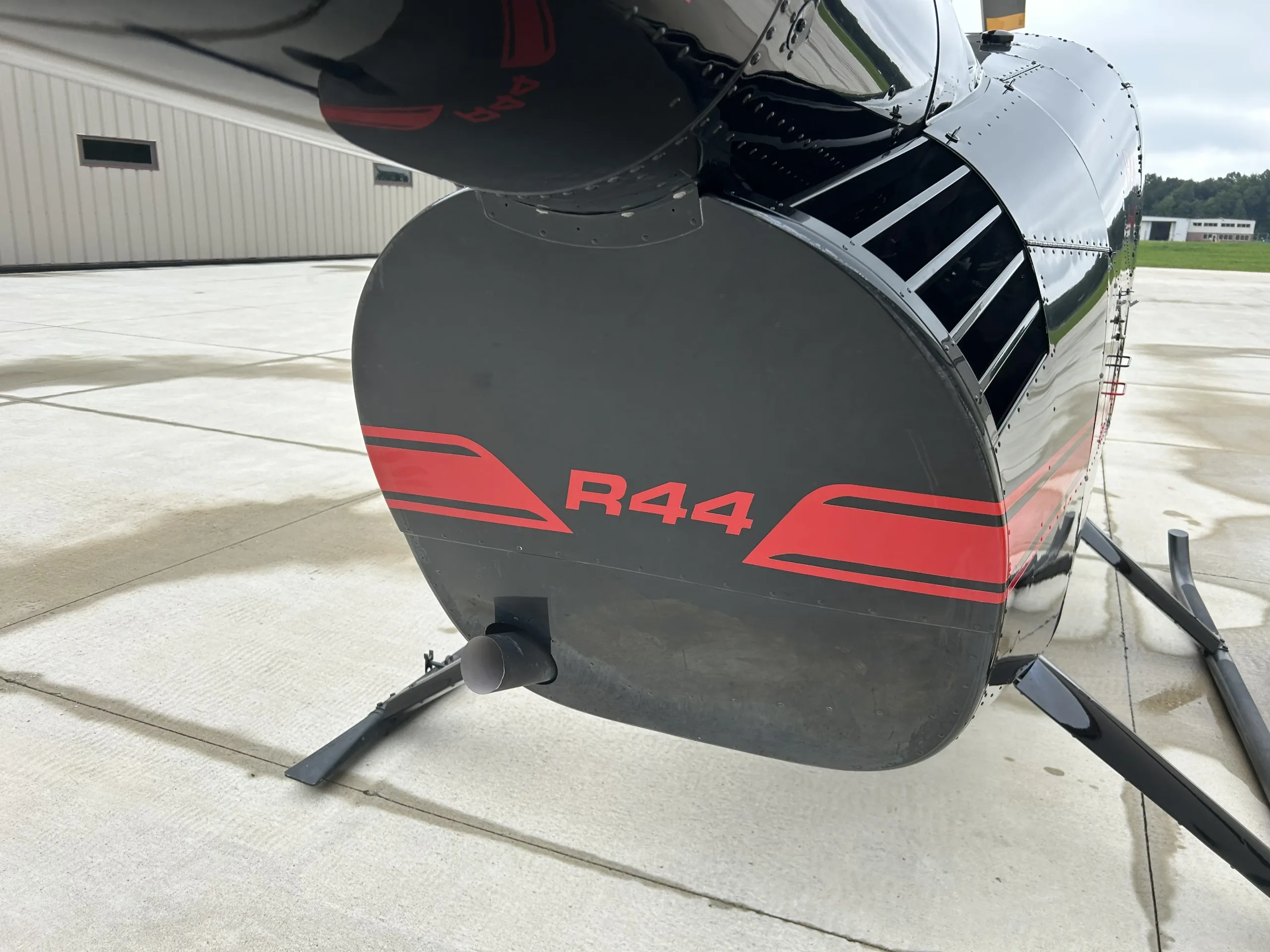 Engine detail of a 2019 Robinson R44 II.