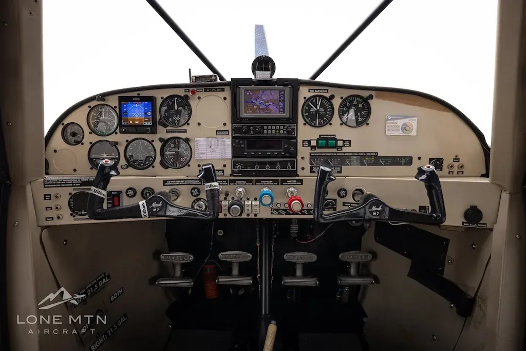 Cockpit and instrument panel of a 1999 Maule.