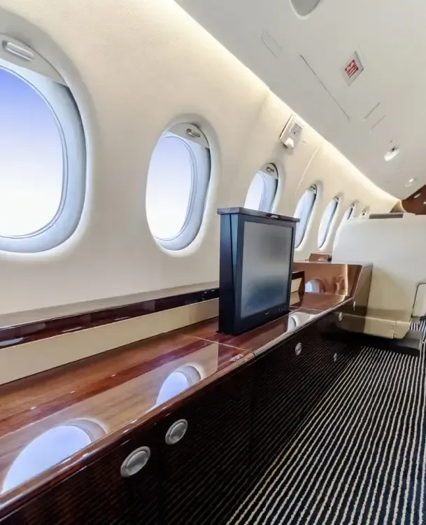 Cabin interior of a 1996 Dassault Falcon.