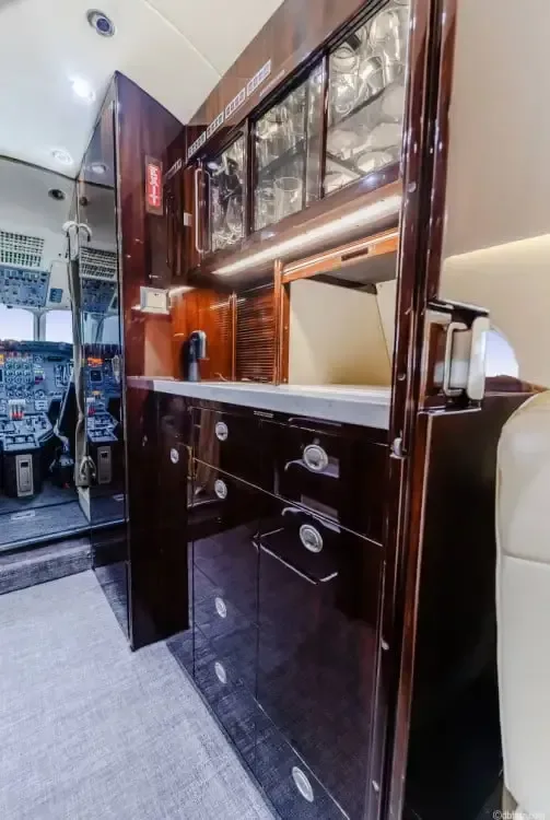 Cabin interior of a 1996 Dassault Falcon.