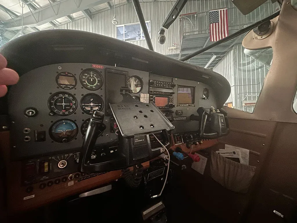 Cockpit and instrument panel of a 1979 Cessna.