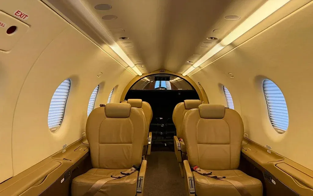 Cabin interior of a 1999 Pilatus.