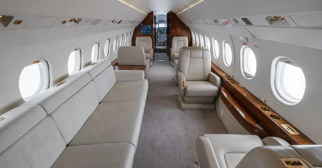 Cabin interior of a 2004 Dassault Falcon.