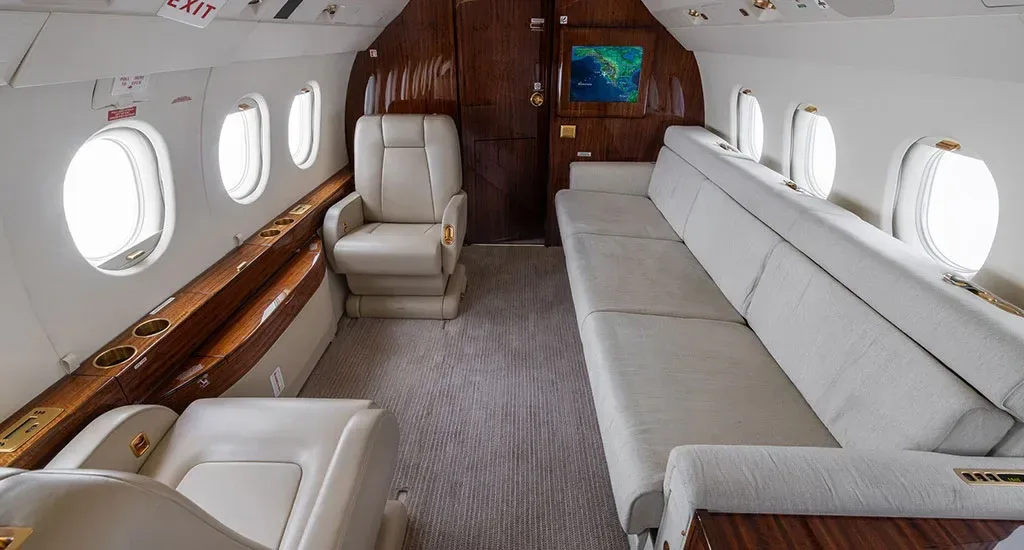 Cabin interior of a 2004 Dassault Falcon.