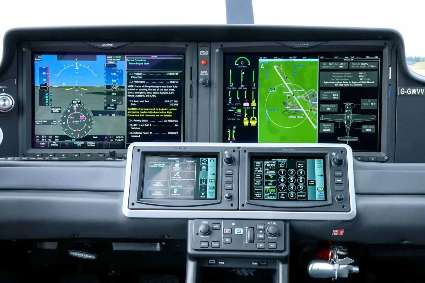 Avionics suite of a 2025 Cirrus.