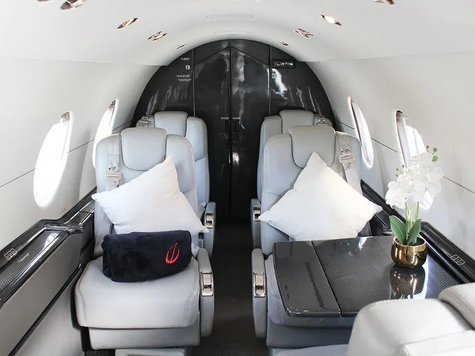 Cabin interior of a 2000 Beechcraft Beechjet 400A.
