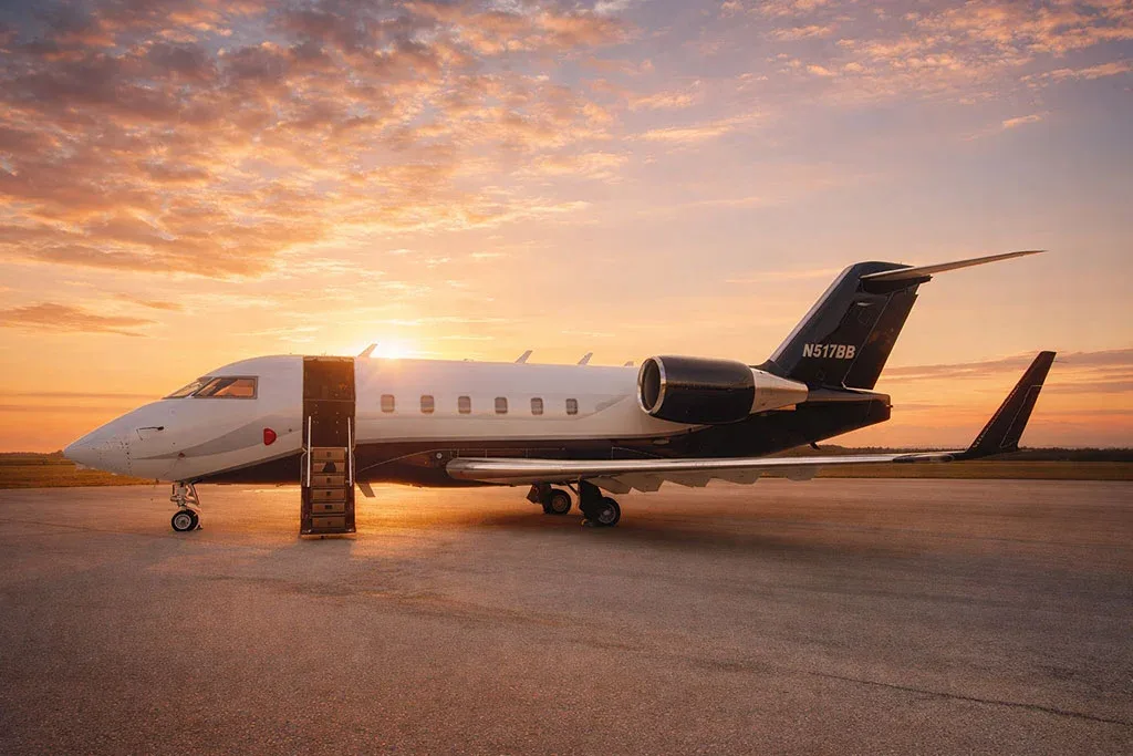 Exterior view of a 1985 Bombardier Challenger 601-3A.