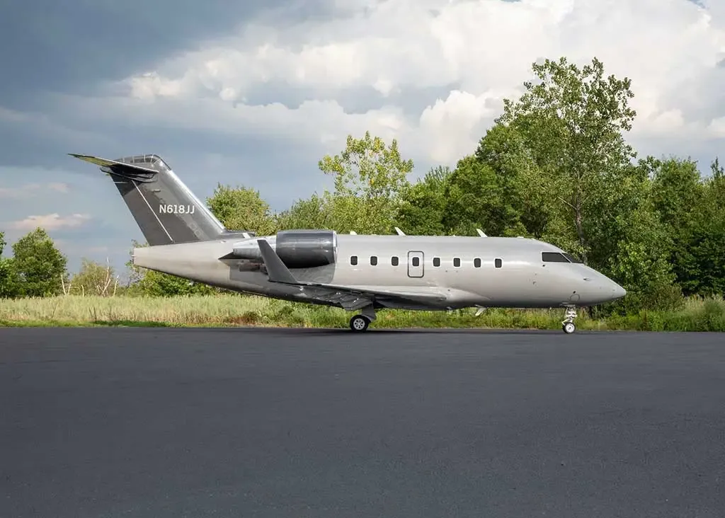 Exterior view of a 2005 Bombardier Challenger 604.