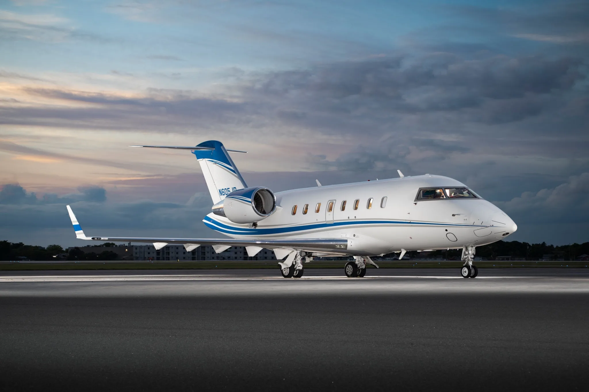 Exterior view of a 2012 Bombardier Challenger 605.