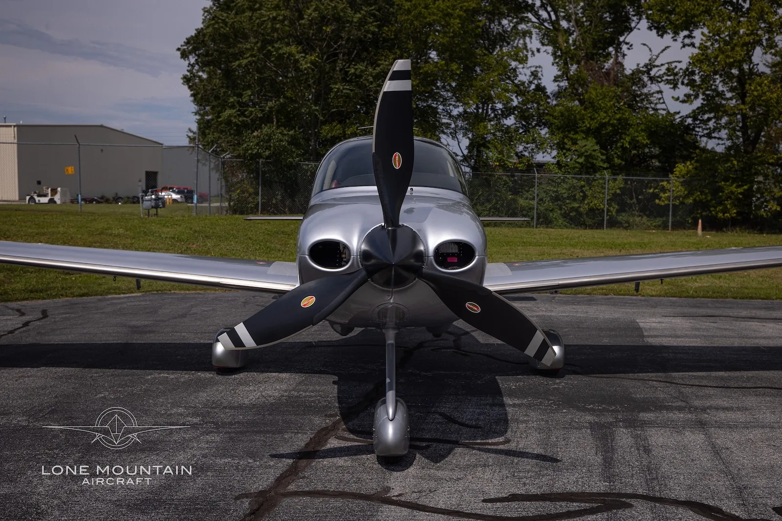 Exterior view of a 2013 Cirrus SR22T G5 GTS, N574TB.