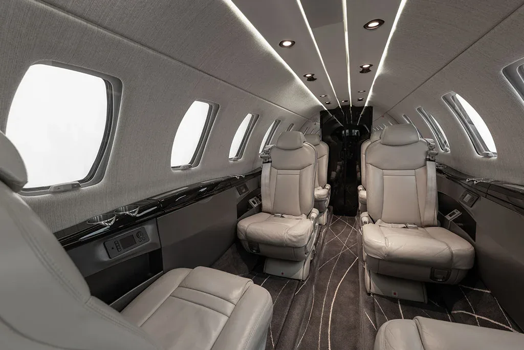 Cabin interior of a 2014 Cessna Citation CJ4.