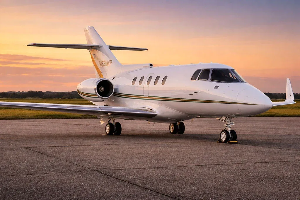 Exterior view of a 1985 Hawker 800A.