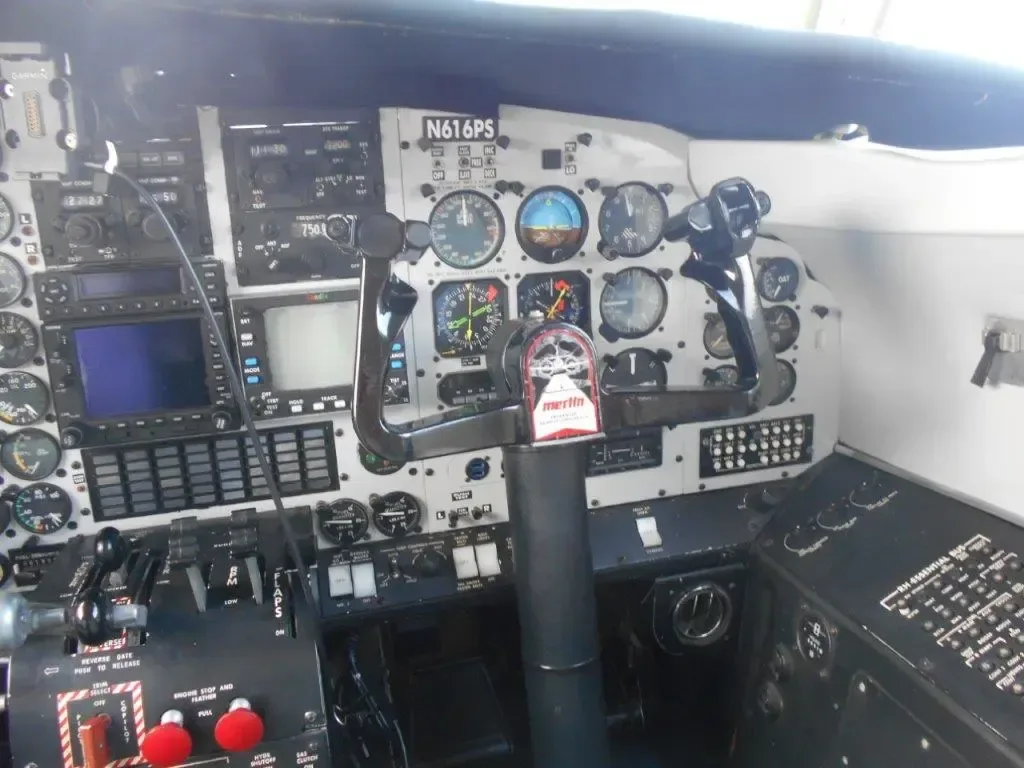 Cockpit and instrument panel of a 1980 Fairchild Merlin Merlin IIIB.