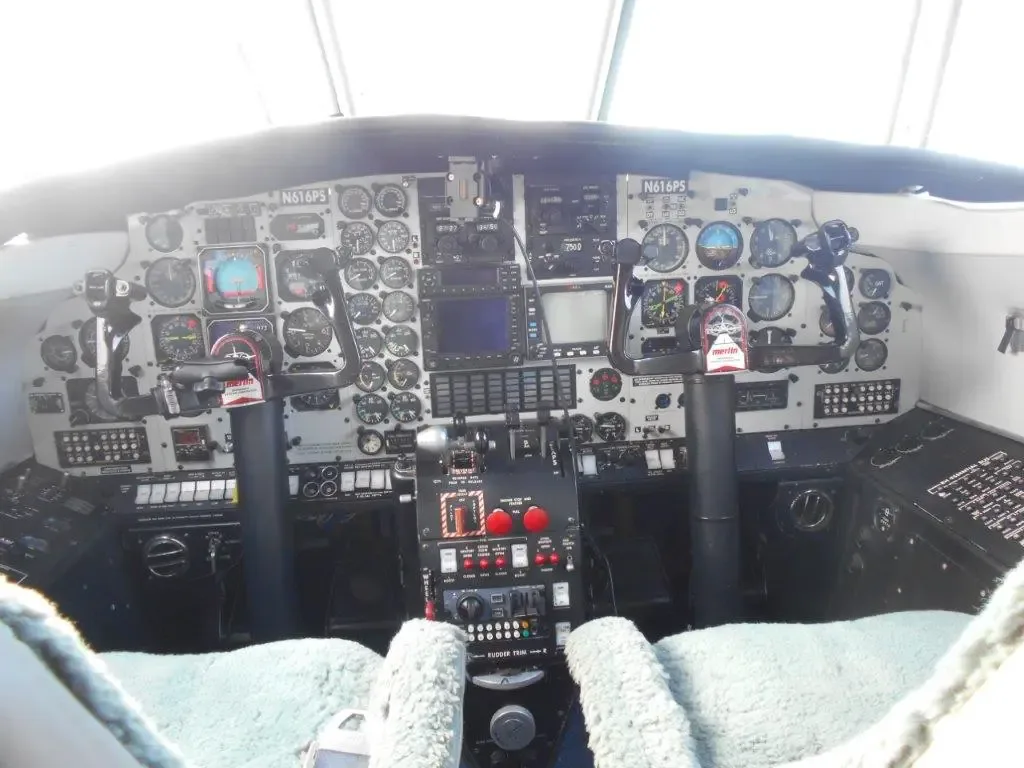 Cockpit and instrument panel of a 1980 Fairchild Merlin Merlin IIIB.