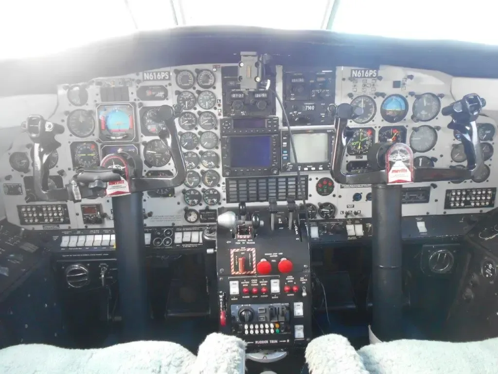 Cockpit and instrument panel of a 1980 Fairchild Merlin Merlin IIIB.