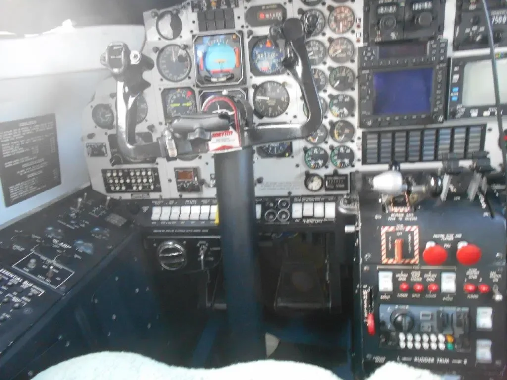 Cockpit and instrument panel of a 1980 Fairchild Merlin Merlin IIIB.