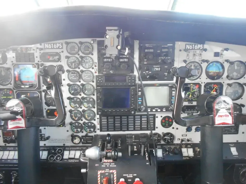 Cockpit and instrument panel of a 1980 Fairchild Merlin Merlin IIIB.