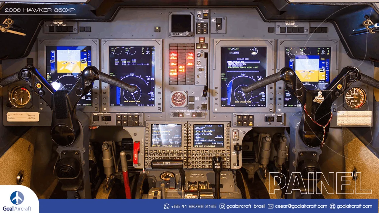 Cockpit and instrument panel of a 2006 Hawker 850XP.