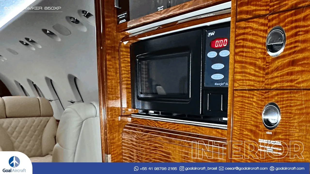 Cabin interior of a 2006 Hawker 850XP.
