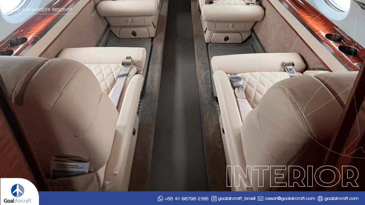 Cabin interior of a 2006 Hawker 850XP.