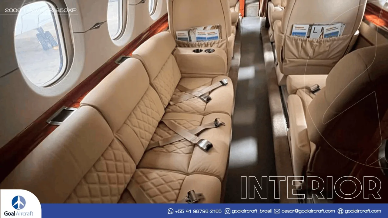 Cabin interior of a 2006 Hawker 850XP.