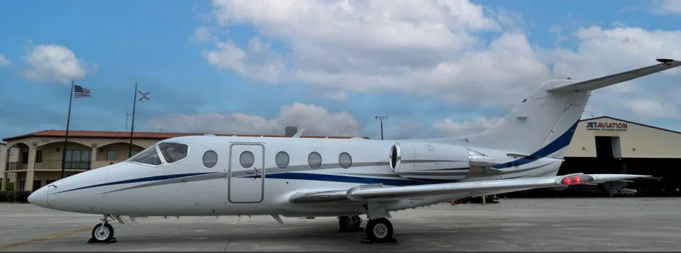 Cabin interior of a 2010 Hawker 400XP.