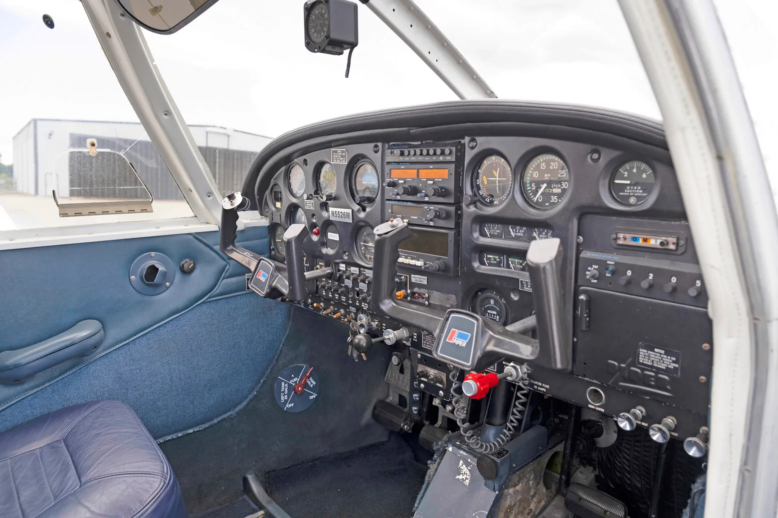 Cockpit and instrument panel of a 1967 Piper PA-28-140.