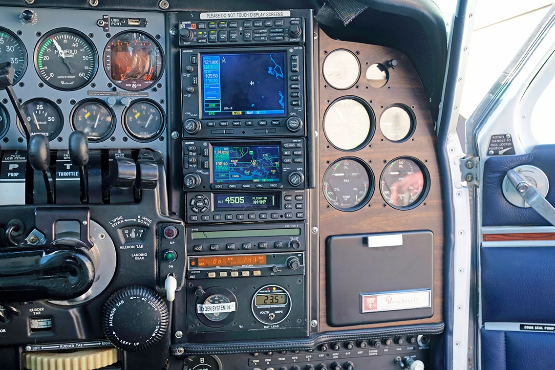Avionics suite of a 1969 Beech D55.