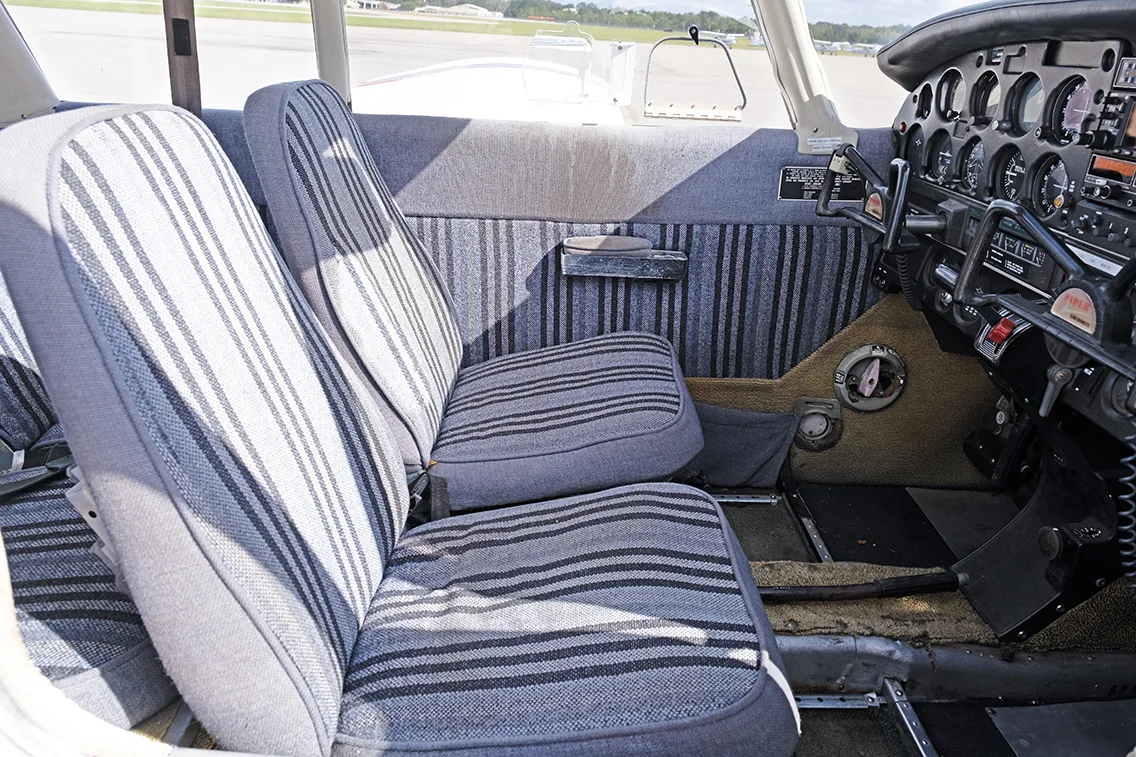 Cabin interior of a 1973 Piper PA-28-140.
