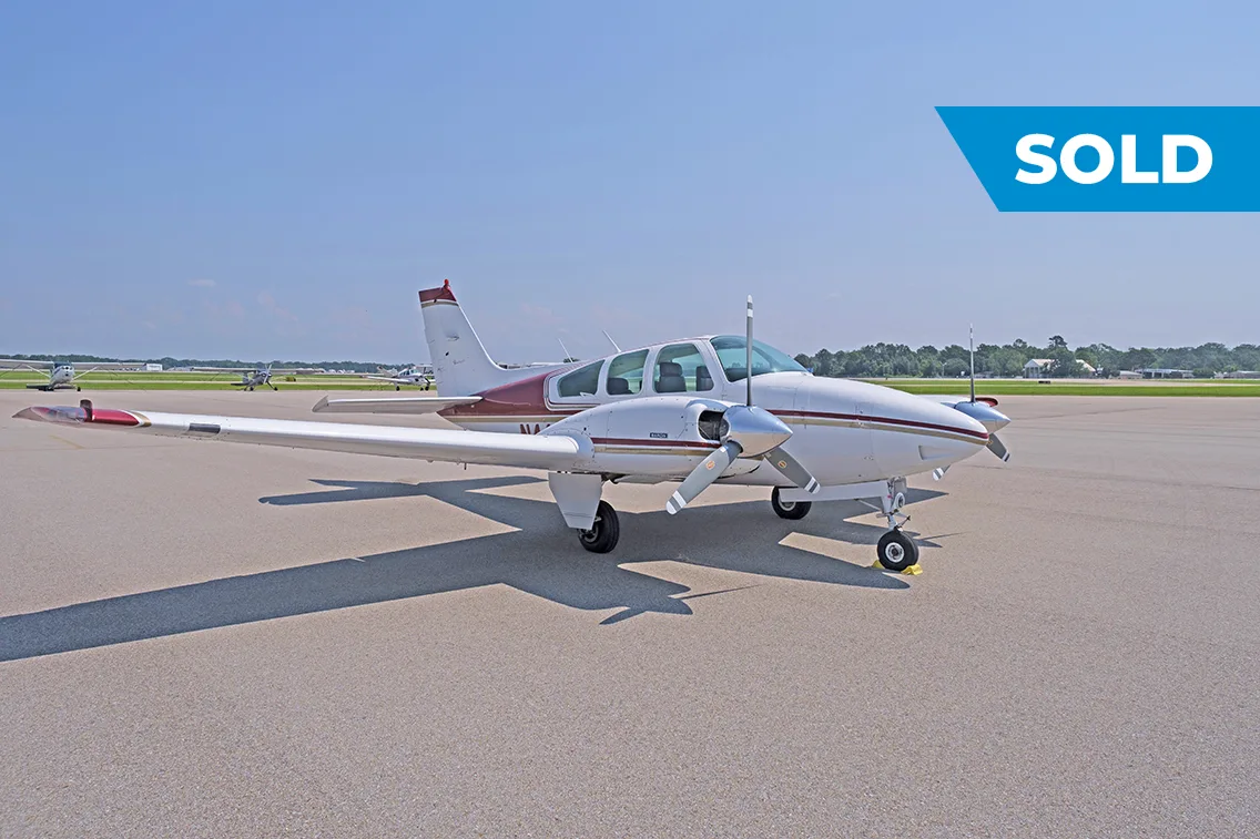 Exterior view of a 1975 Beech 95-B55 (T42A), N4449S.