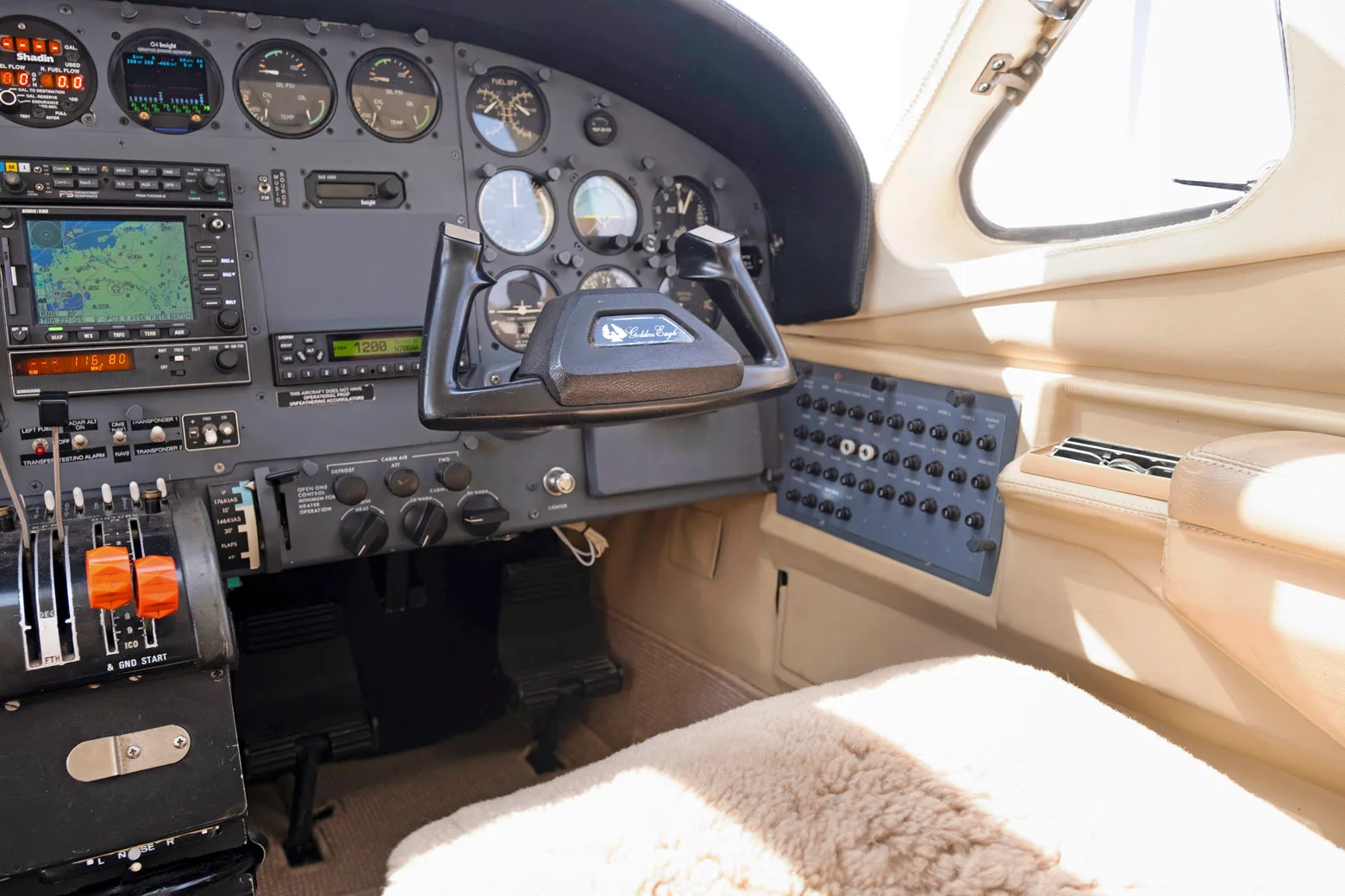 Cockpit and instrument panel of a 1981 Cessna 421C.