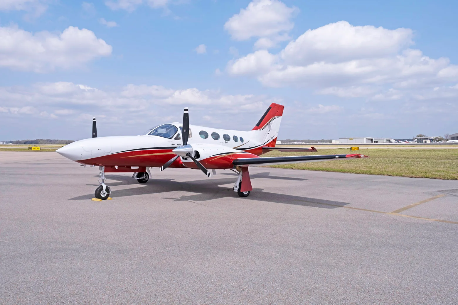 Exterior view of a 1981 Cessna 421C, N706AA.