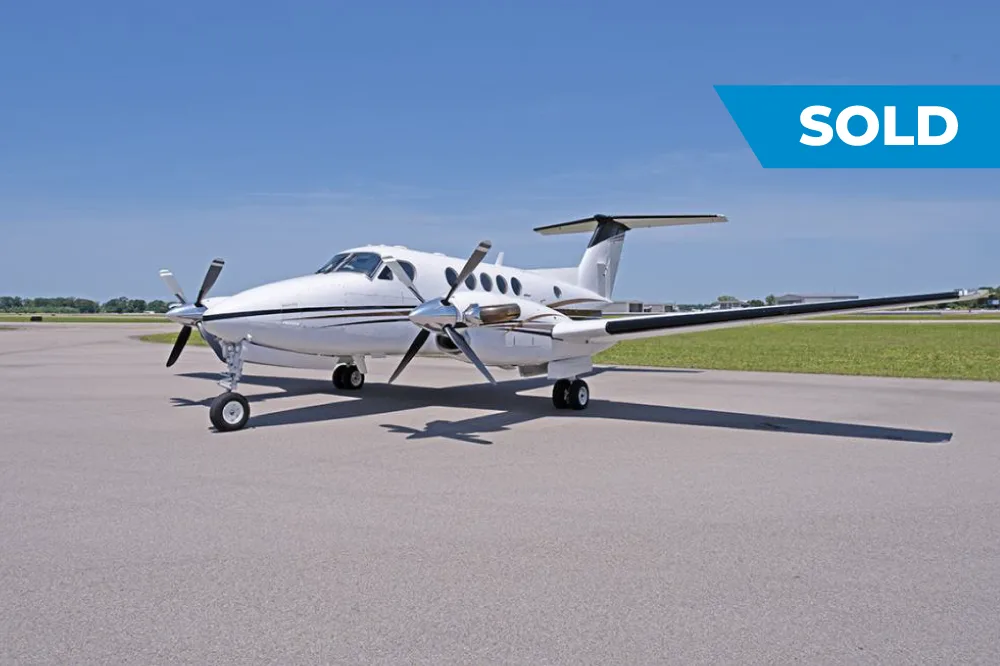 Exterior view of a 1983 Beech King Air B200, N910KG.