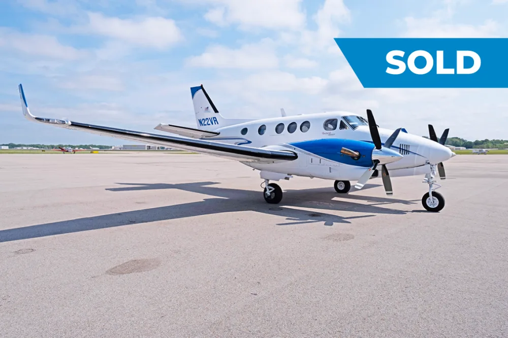 Exterior view of a 1997 Beech King Air C90B, N22VR.