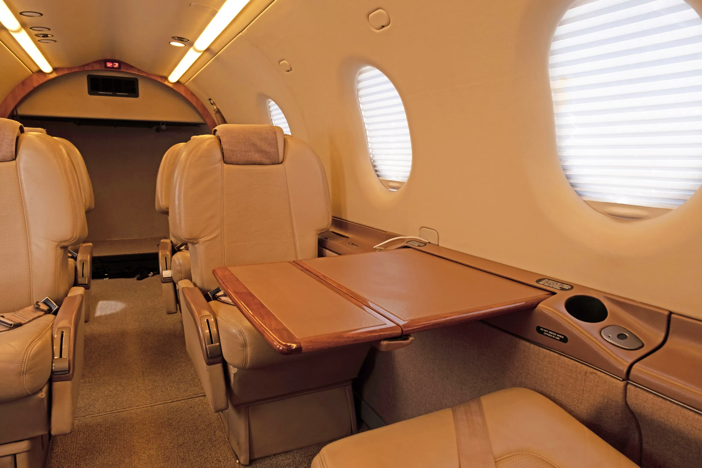 Cabin interior of a 2000 Pilatus PC-12/45.